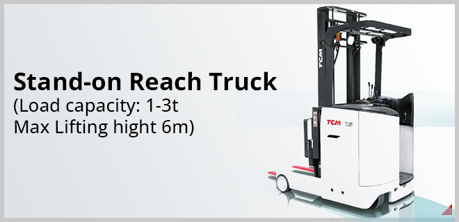 Stand on reach truck