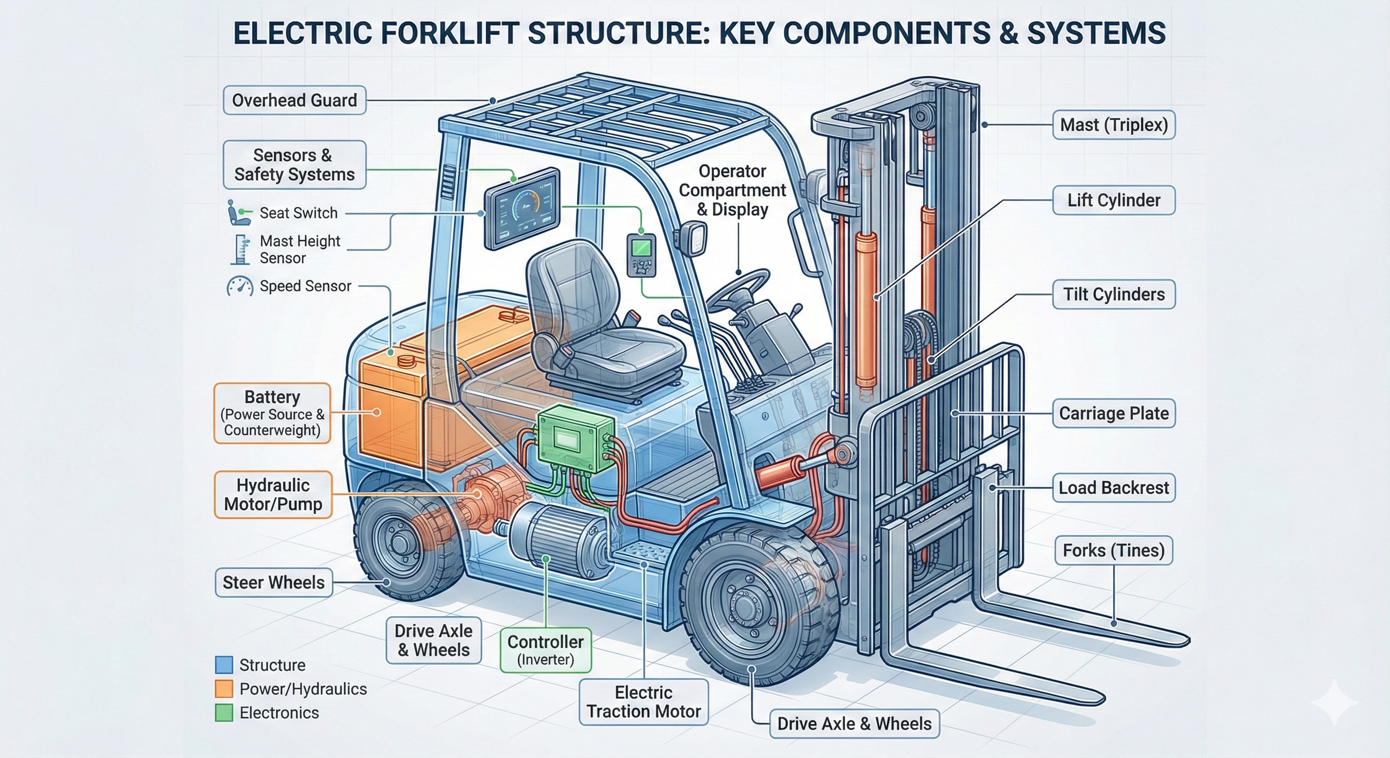 cấu tạo xe nâng điện