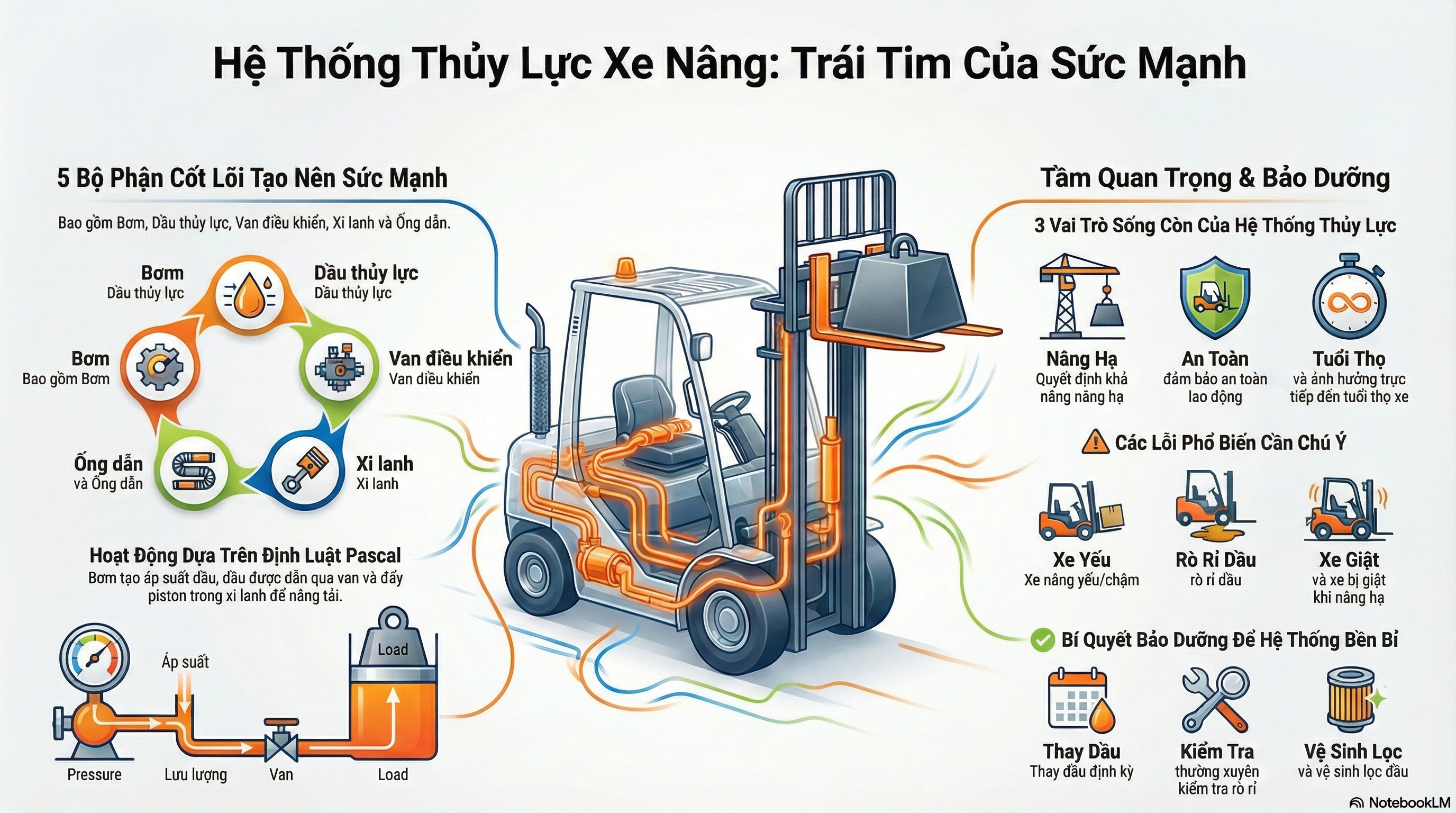 hệ thống thủy lực xe nâng chi tiết