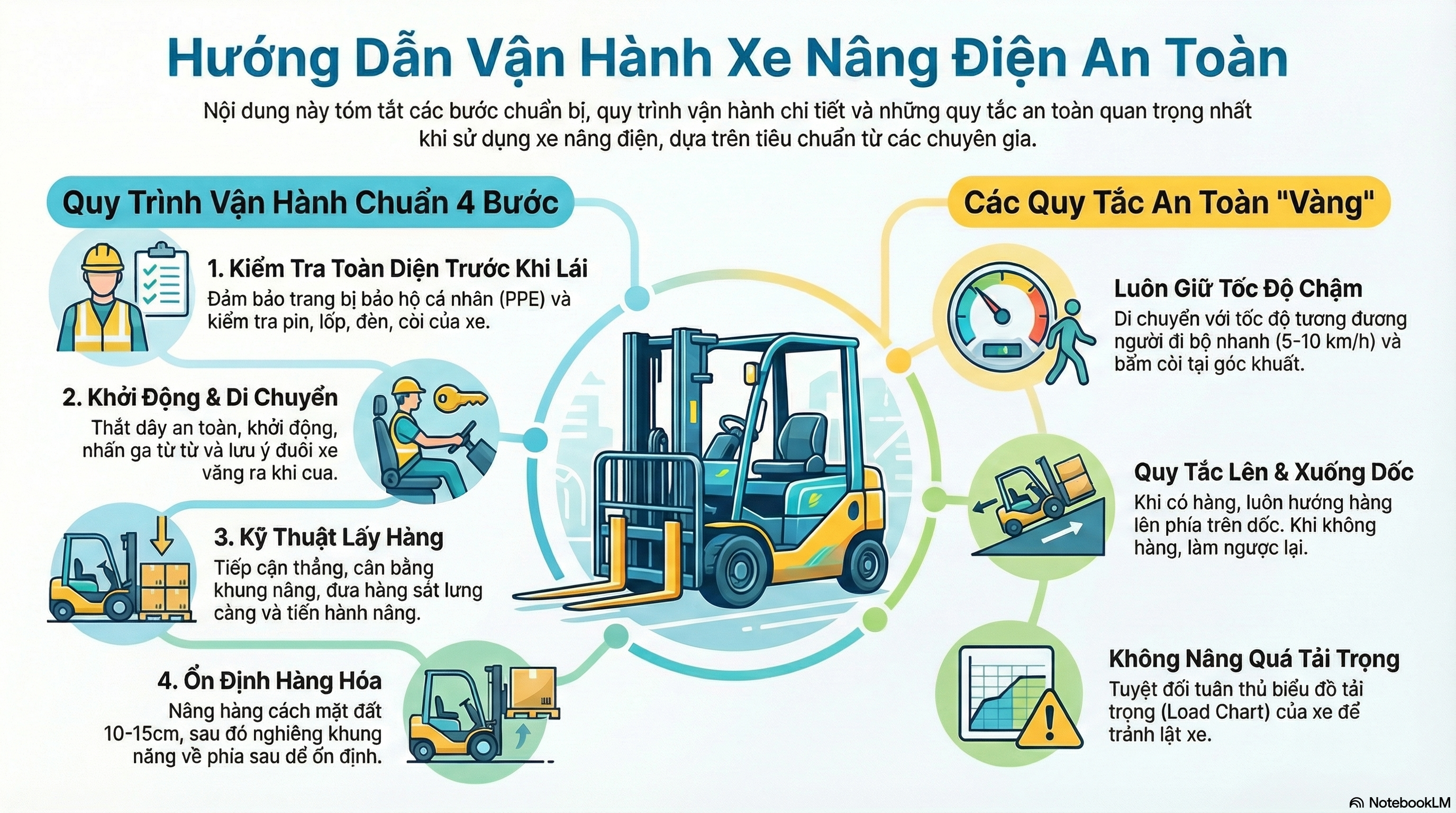 hướng dẫn lái xe nâng điện từng bước chi tiết