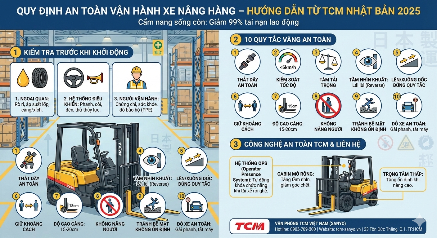 quy định an toàn vận hành xe nâng hàng 2026 mới