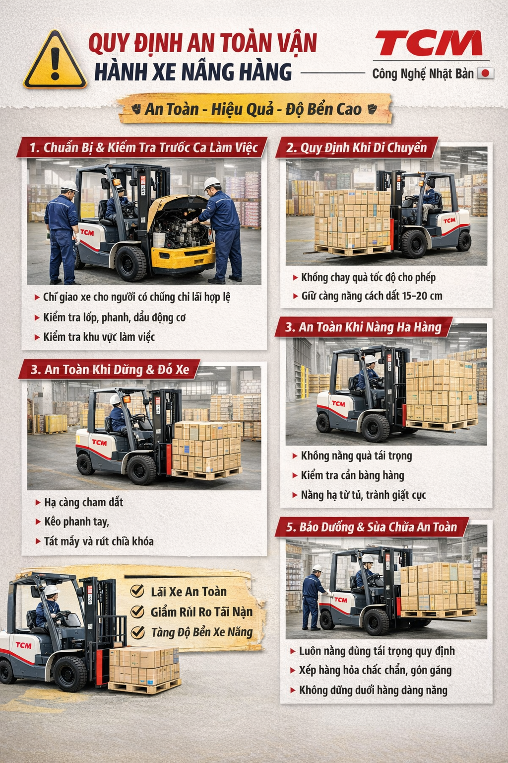 quy định an toàn vận hành xe nâng hàng