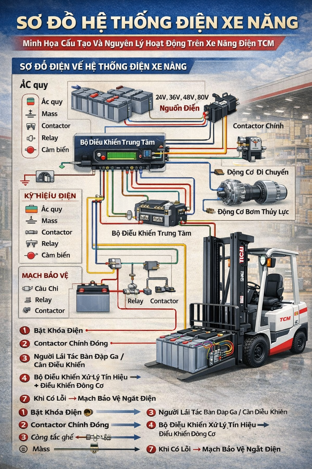 sơ đồ hệ thống điện xe nâng
